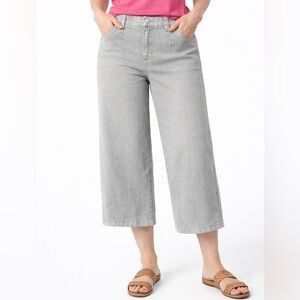 Democracy Ab Solution Wide Leg Crop Jeans Size 4 High Rise Capri soft green wash